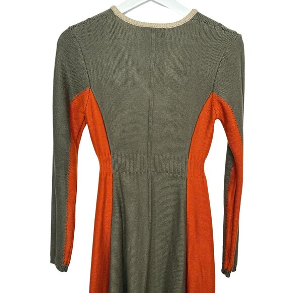 Jessica Simpson Colorblock Knit Sweater Dress Green Orange Size Small - Picture 7 of 14